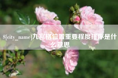 甘孜九宫格位置重要程度排序是什么意思